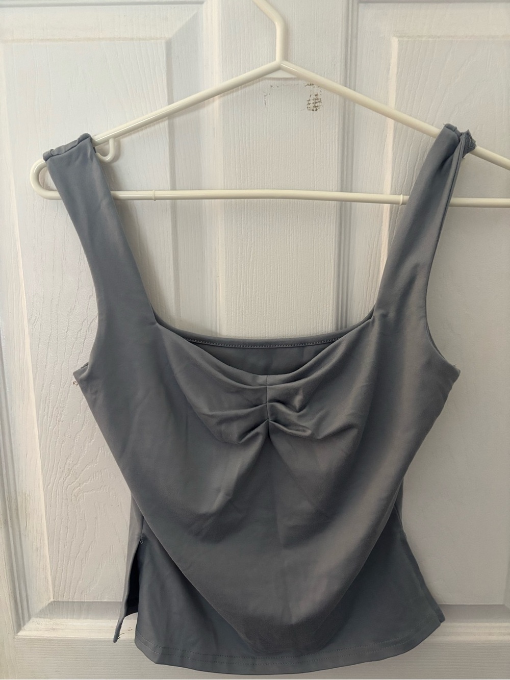Women’s Gray Scoop Neck Tank with Front Twist Detail